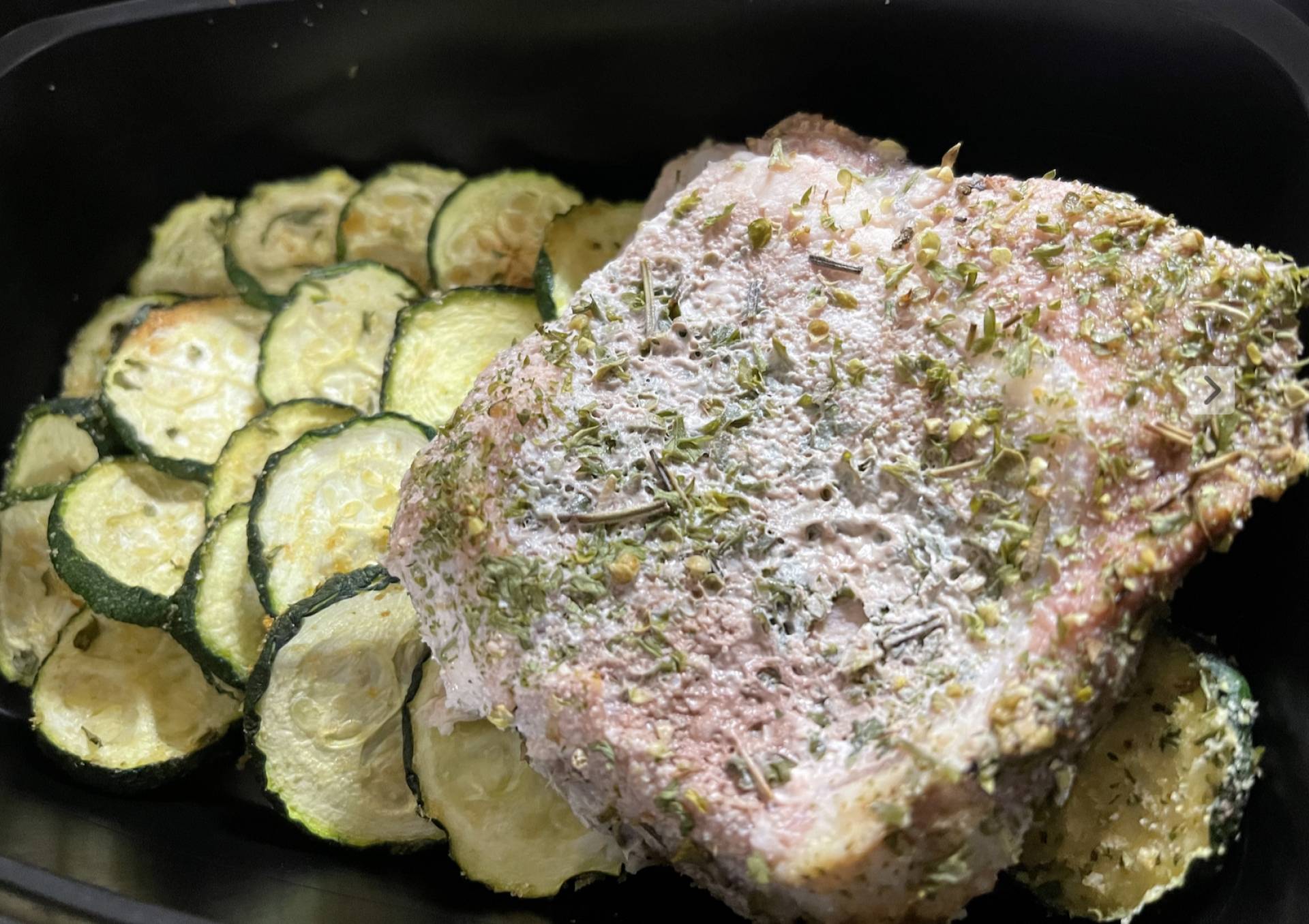 Garlic & Herb Crusted Pork w/ zucchini