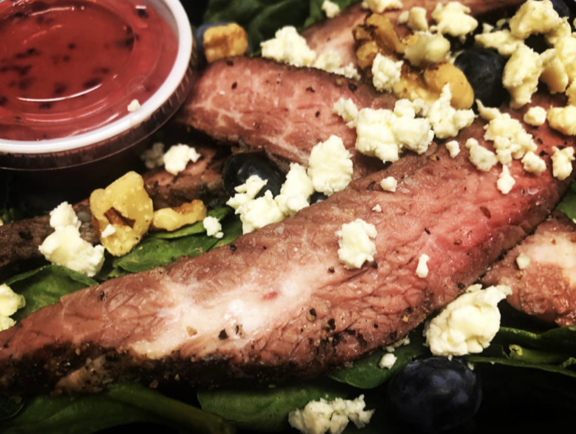 Balsamic Blueberry Steak Salad - No Cheese