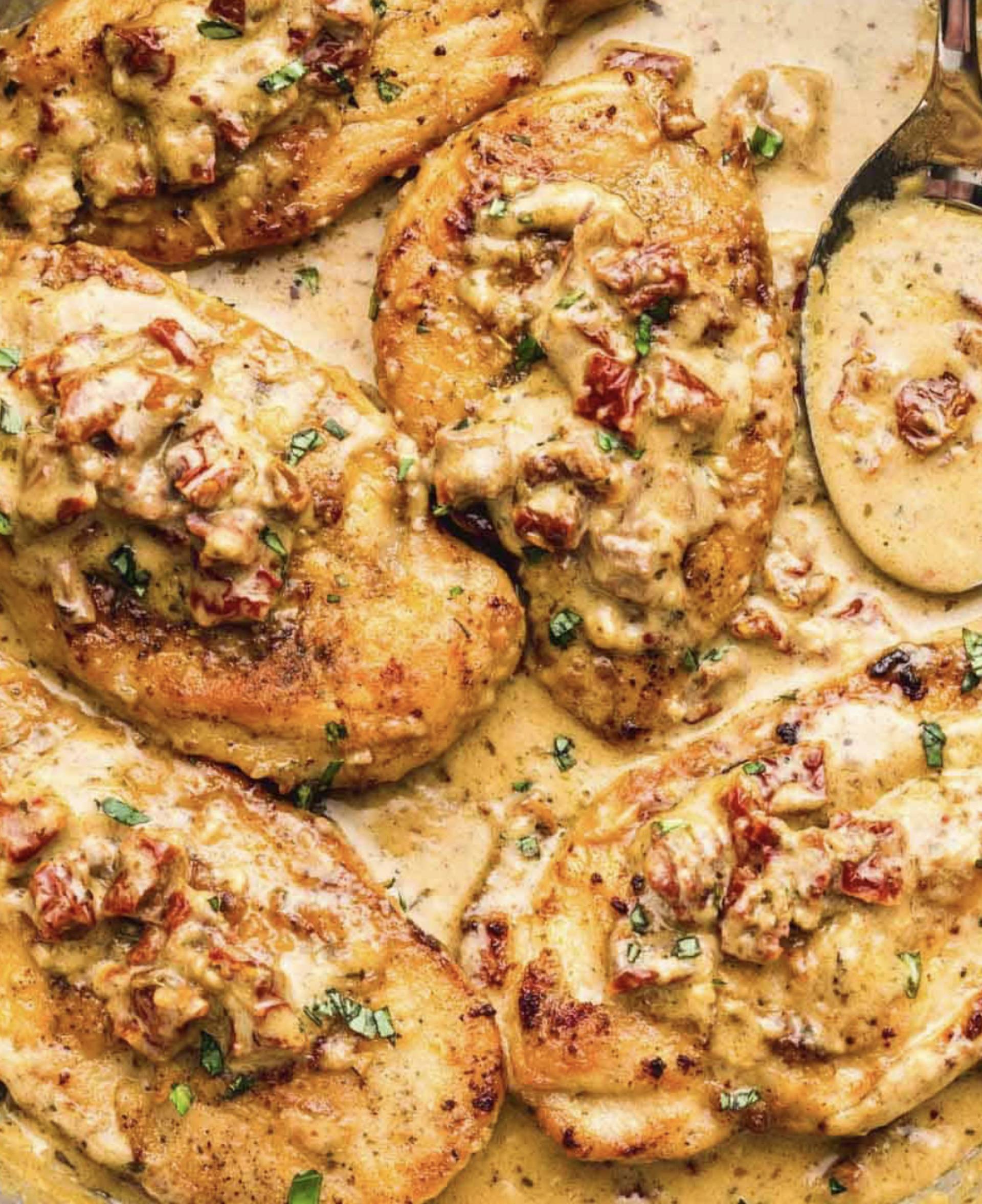 Creamy Mediterranean Chicken over Rice